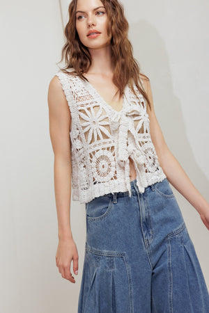 COASTAL BREEZE CROCHET VEST AND PANT SET