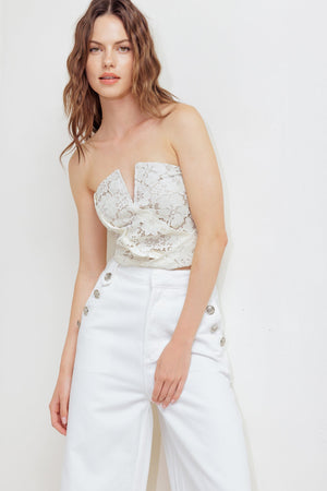 CHANTILLY FLAIR WOVEN LACE TUBE TOP