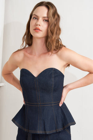 SWEETHEART EDGE DENIM TOP