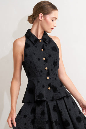 NOIR BLOOMING ROMANCE WOVEN TOP