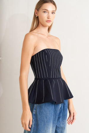 GEOMETRIC EDGE WOVEN TOP