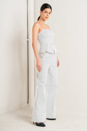 Effortless Form Stripe Woven Twill Top