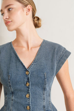 No Second Thought Washed Denim Top