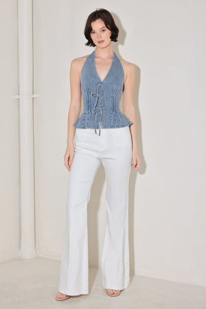 Retro Rise Halter Denim Top