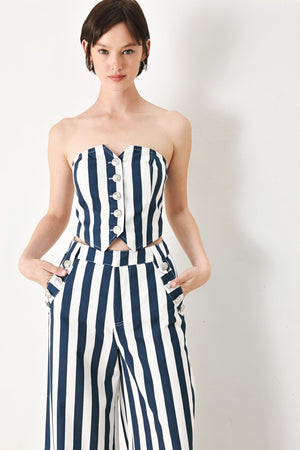 Navy Blossom Woven Tube Top