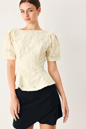 PRETTY BLOOM WOVEN JACQUARD TOP