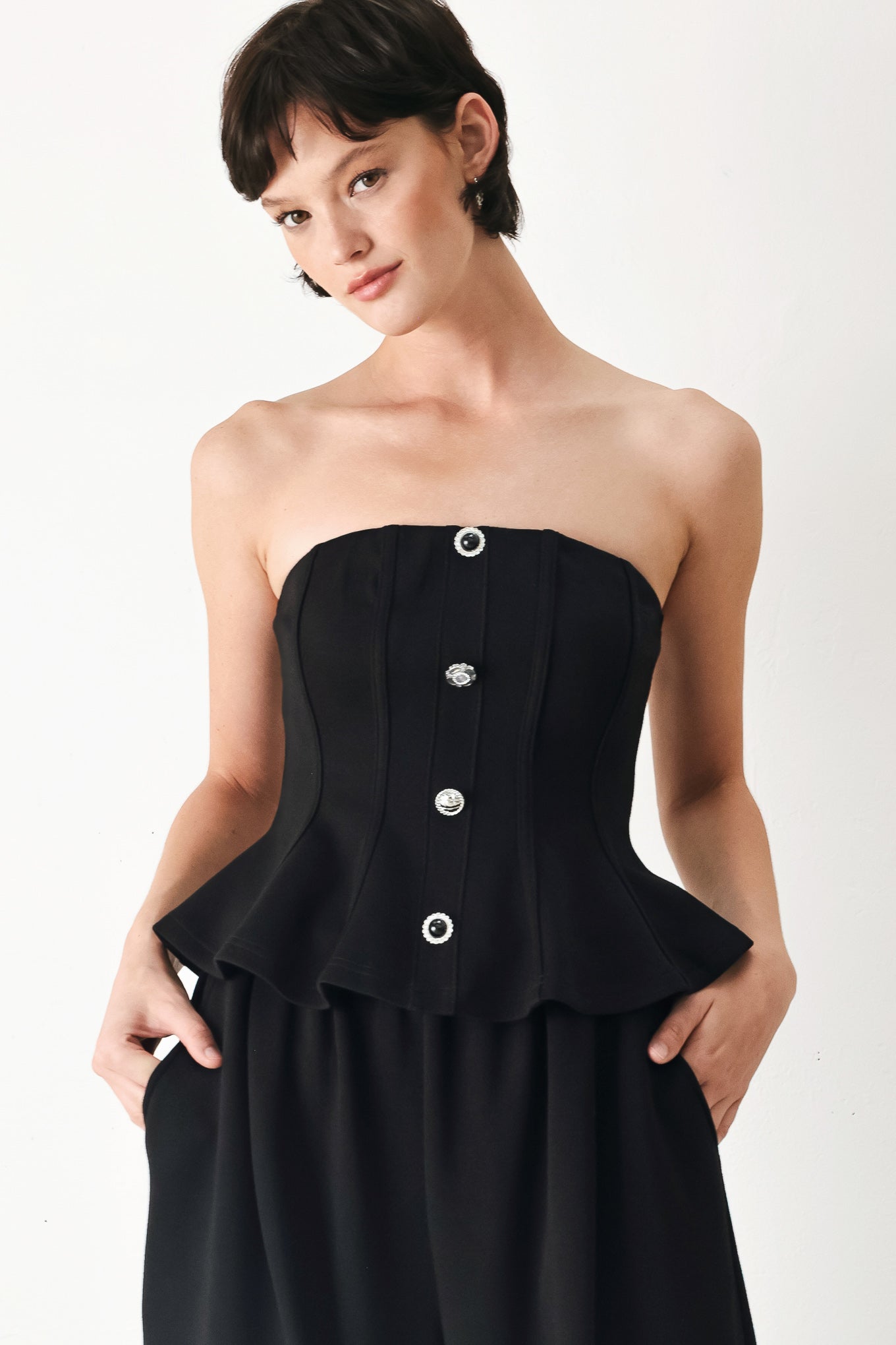 BLACK TIE PALAZZO KNIT TUBE TOP - Knitted Belle Boutique