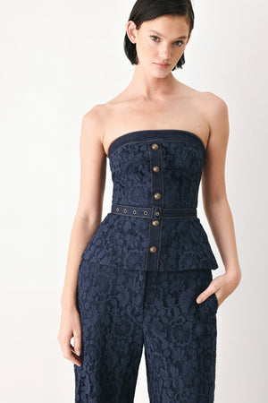 MIDNIGHT PETAL FLOW WOVEN LACE TOP