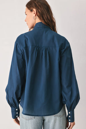 OCEAN INK BOW WOVEN TOP