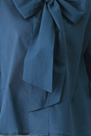 OCEAN INK BOW WOVEN TOP