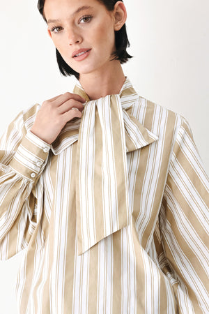 CHAMPAGNE STRIPE MUSE WOVEN TOP