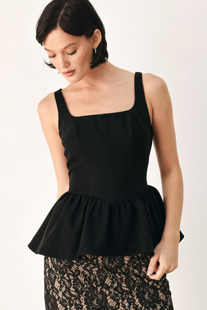 MIDNIGHT ROMANCE SQUARE NECK PEPLUM TOP