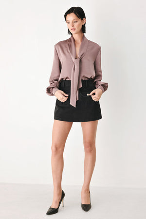 CHAMPAGNE WISHES TIE FRONT BLOUSE