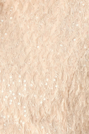 CHAMPAGNE WHISPER SEQUIN EYELASH MESH CROPPED TOP