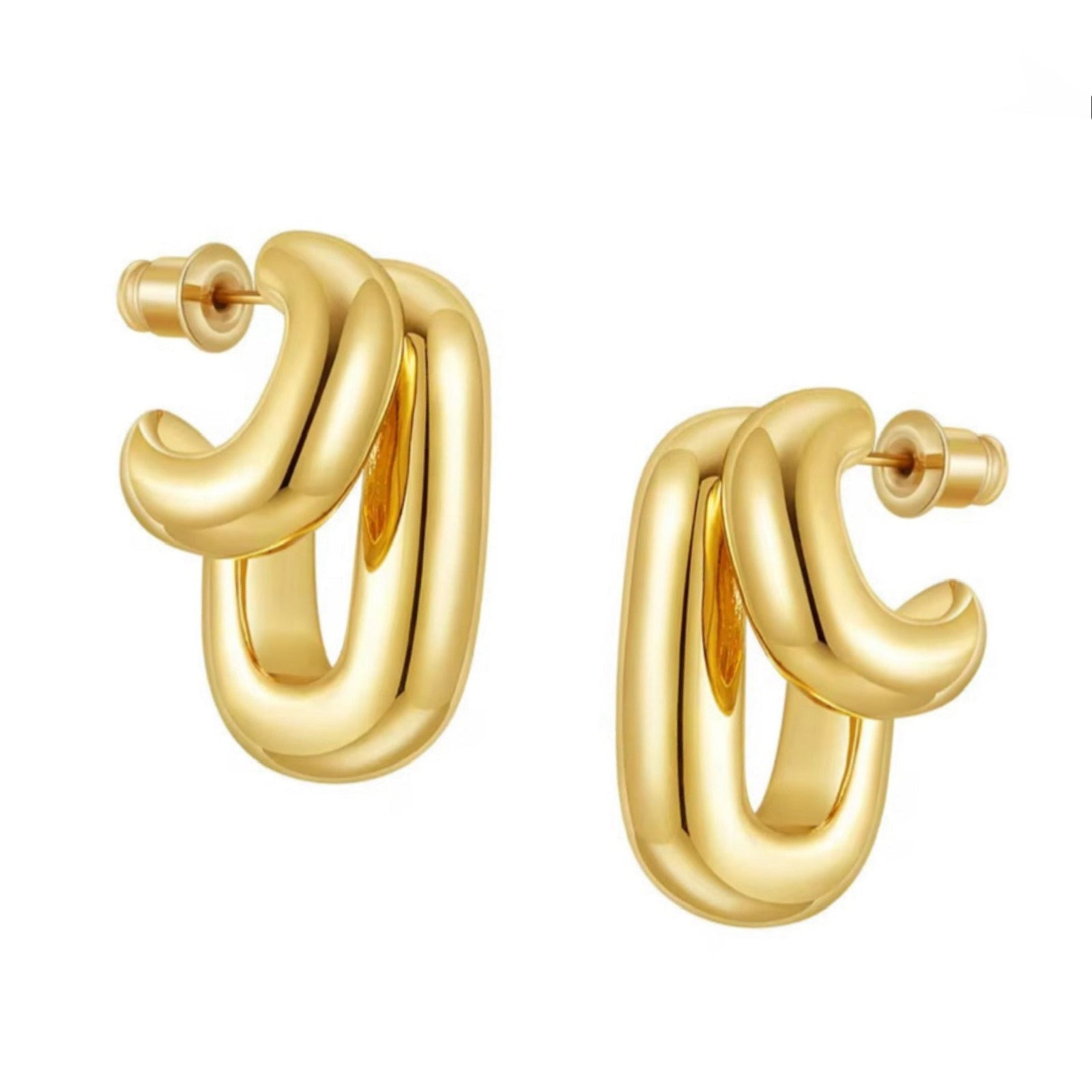 18k Gold Plated Double Hoop Earrings