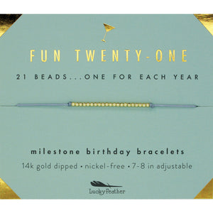 Milestone Birthday Bracelet - Fun Twenty-One by Lucky Feather