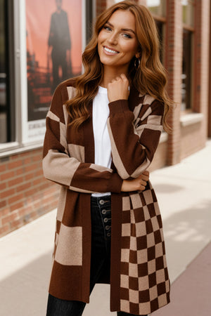 The Café Mocha Check Cardigan