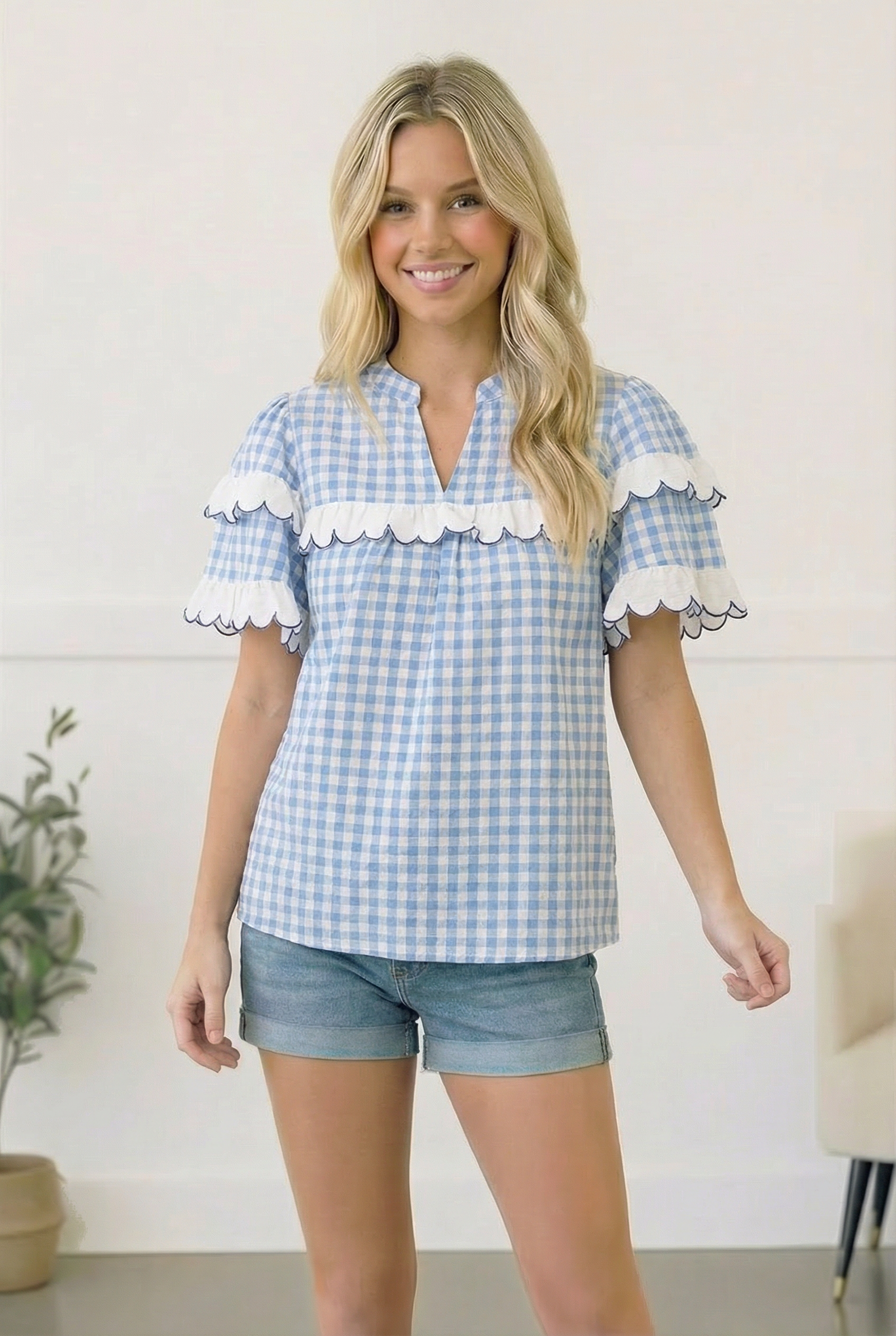 Sweet Meadow Cotton Gingham Top