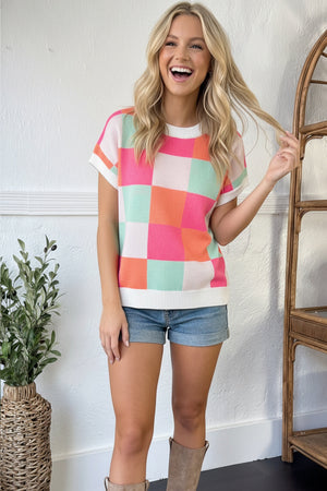 Hot Pink Sugar Rush Checkered Top