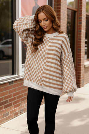 Cozy Crossroads Taupe Sweater