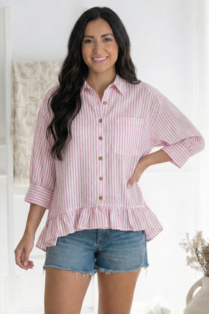 Pretty Please Pink Peplum Blouse