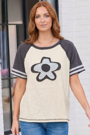 Retro Flower Power Baseball Tee