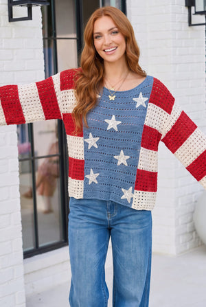 Stars and Stripes Crochet Sweater