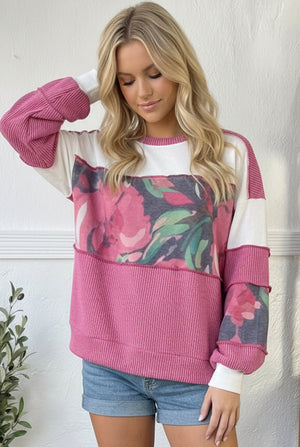 Rosy Garden Getaway Color Block Top