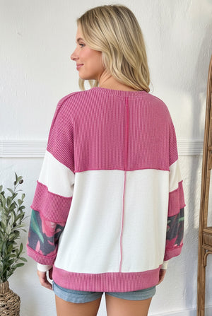 Rosy Garden Getaway Color Block Top