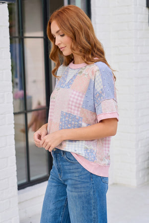 Sweet Patchwork Dreams Short Sleeve Top