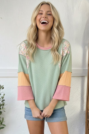 Mint Blossom Oversized Knit Tee