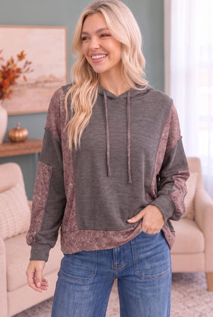 Mix and Match Patchwork Drawstring Hoodie