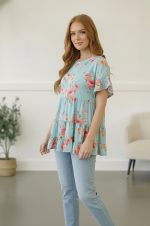 In the Mint Meadows Tiered Babydoll Top
