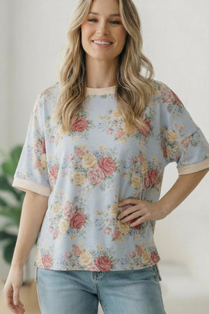 Vintage Bloom Light Blue Boyfriend Tee