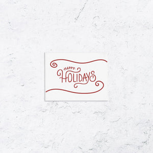 Happy Holidays Swirl Letterpress Box Set of 10