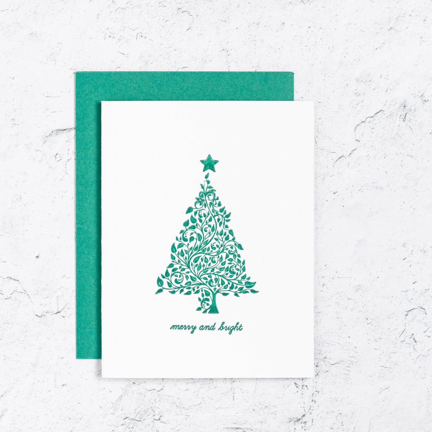 Merry and Bright Tree Cards Box Set of 10