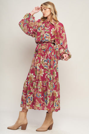 FLORALLY CHIC WOVEN MIDI DRESS