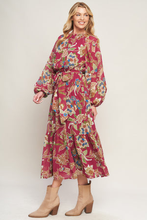 FLORALLY CHIC WOVEN MIDI DRESS