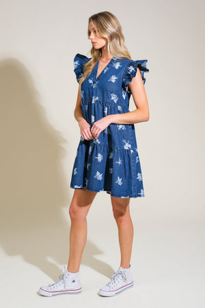Romantically Entangled Denim Mini Dress