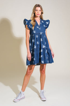 Romantically Entangled Denim Mini Dress