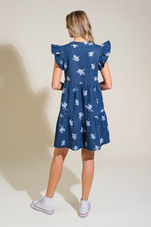 Romantically Entangled Denim Mini Dress