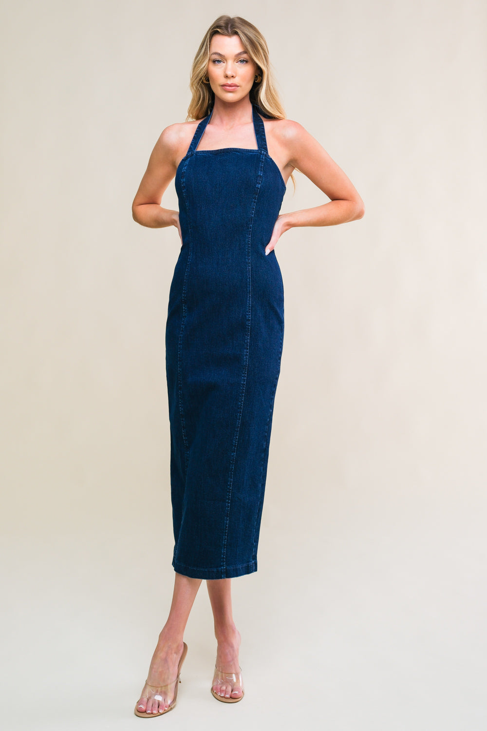 So Quintessential Denim Midi Dress