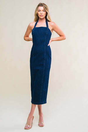 So Quintessential Denim Midi Dress