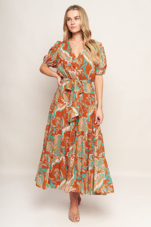 CAN'T LIVE WITHOUT RUST WOVEN MIDI DRESS