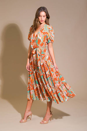 CAN'T LIVE WITHOUT RUST WOVEN MIDI DRESS