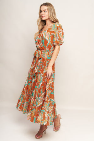 CAN'T LIVE WITHOUT RUST WOVEN MIDI DRESS