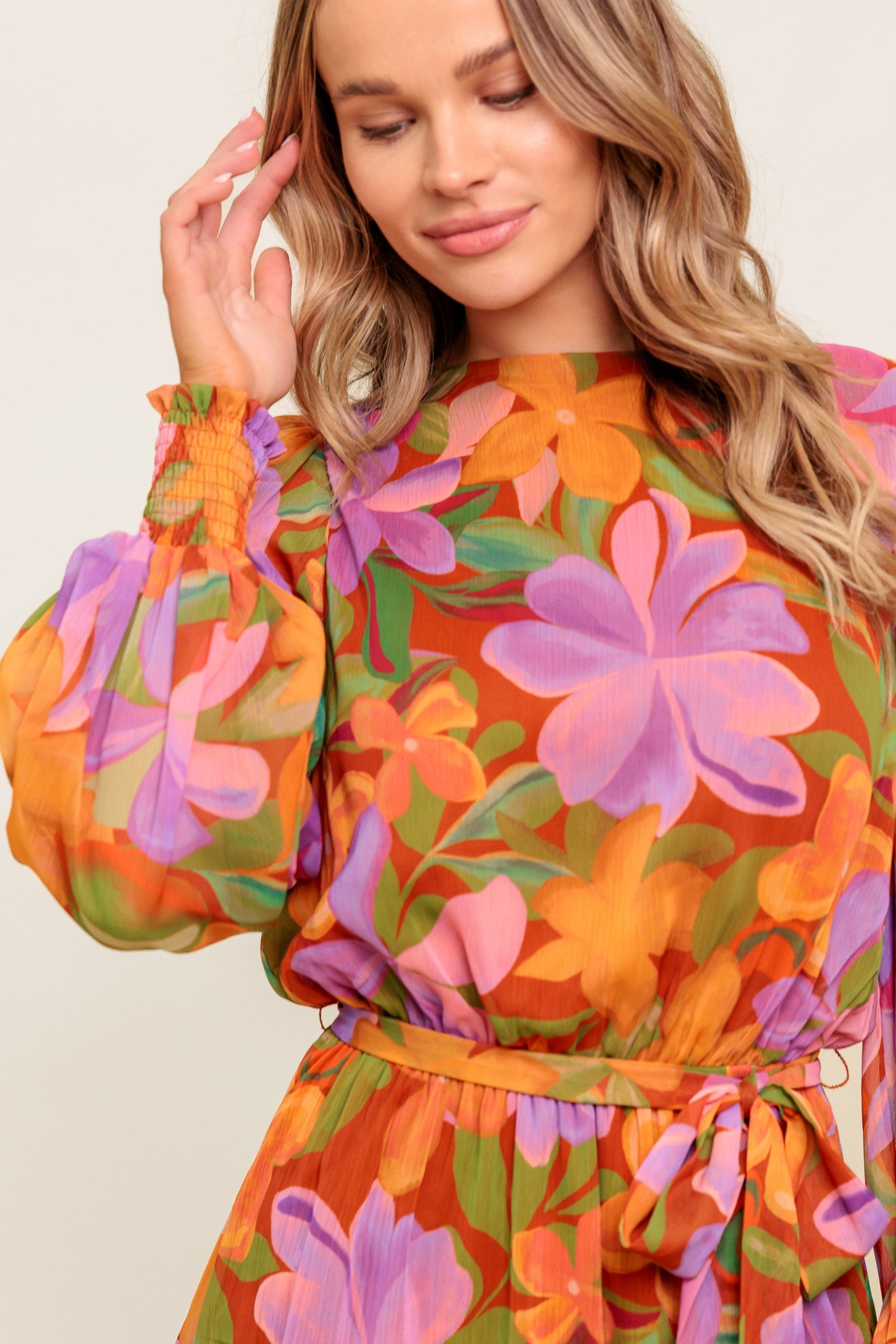 MUTED GARDEN WOVEN MINI DRESS