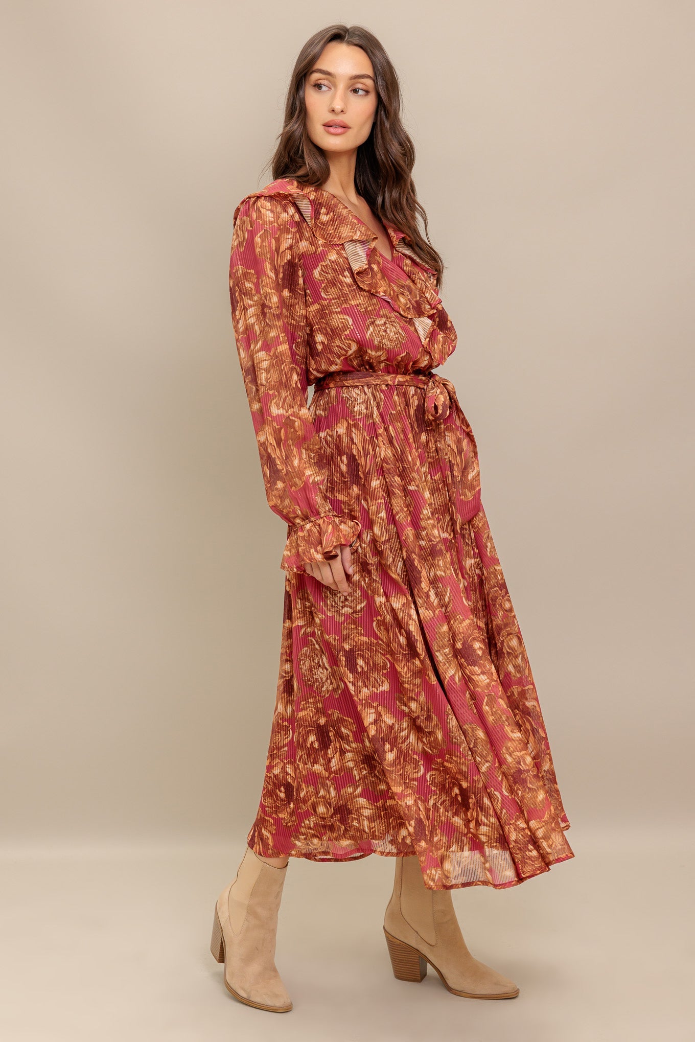AUTUMN SONATA WOVEN MIDI DRESS l FLYING TOMATO TERRACOTTA / S AUTUMN SONATA WOVEN MIDI DRESS l FLYING TOMATO TERRACOTTA / S