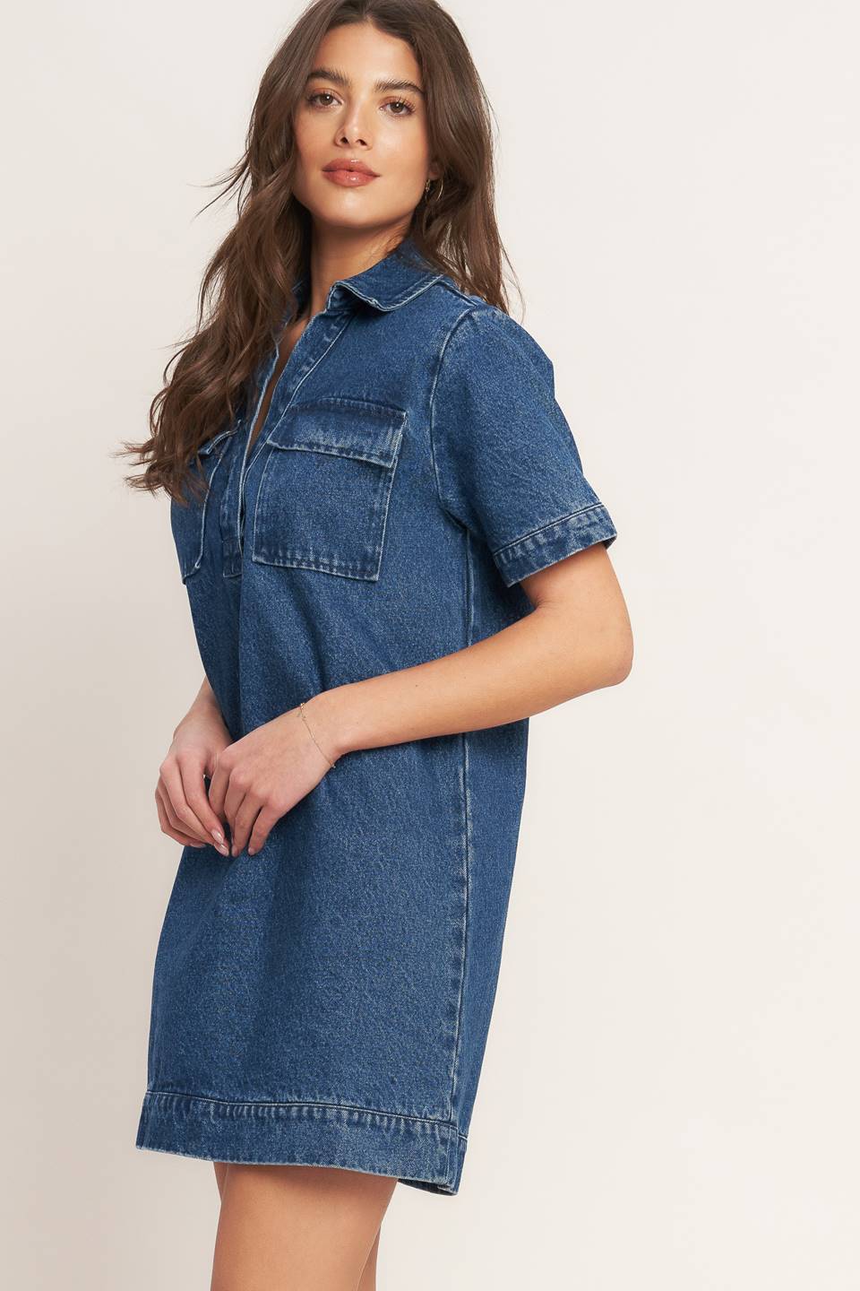 chelsea denim knit mini dress Chelsea Denim Kilt Mini Dress