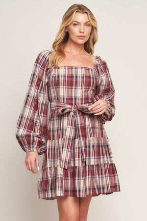 HONEY HUG PLAID MINI DRESS